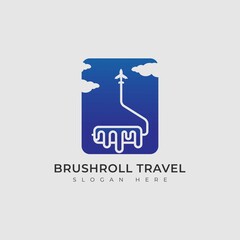 Vector plane and brush roll logo combination