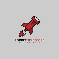 logo telescope with rocket, can be used as logo or brand
