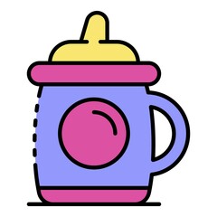 Infant sippy cup icon. Outline infant sippy cup vector icon color flat isolated