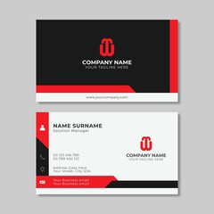 elegant red and black business card modern design vector