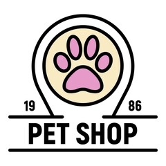 City pet store logo. Outline city pet store vector logo color flat isolated