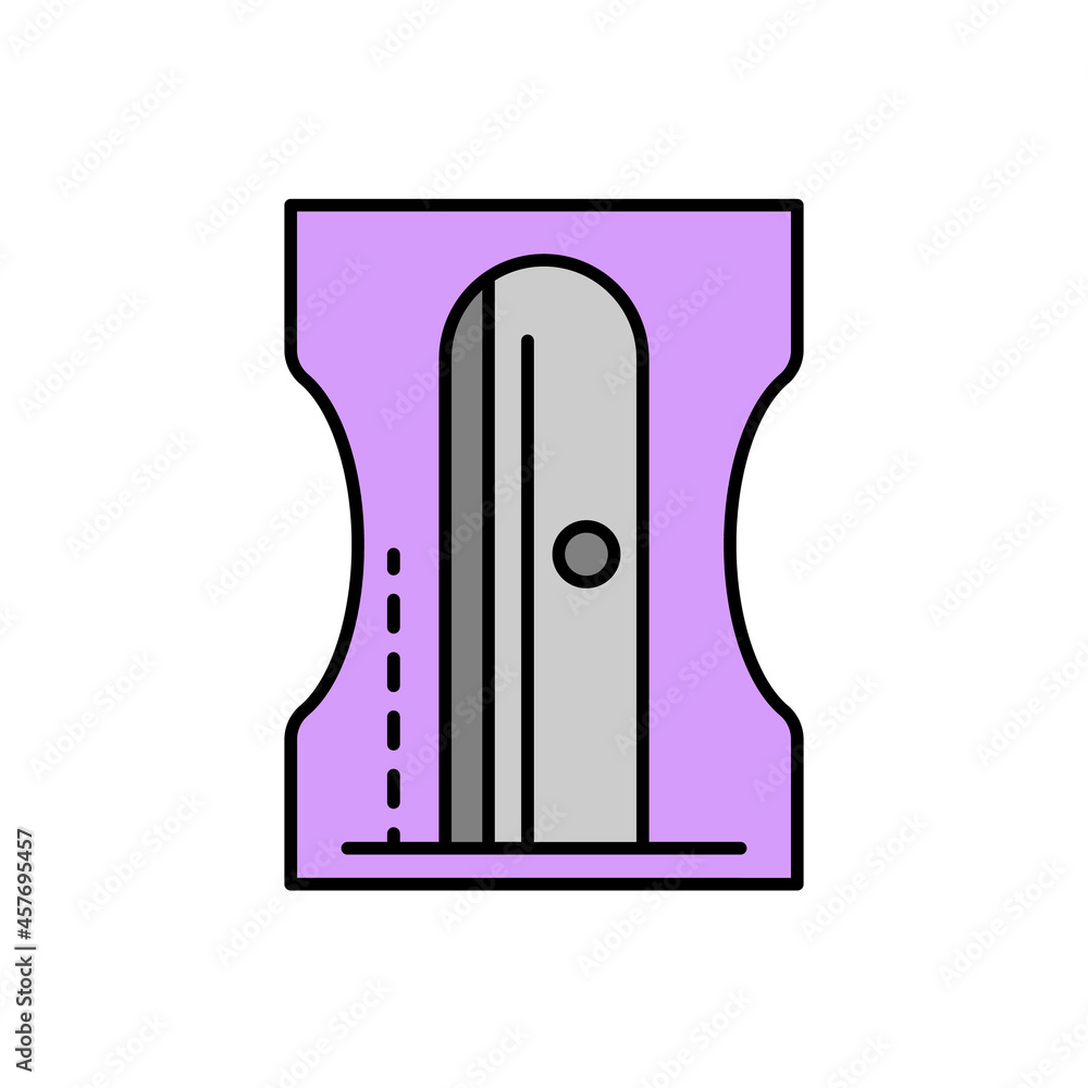 Poster school sharpener icon. outline school sharpener vector icon color flat isolated