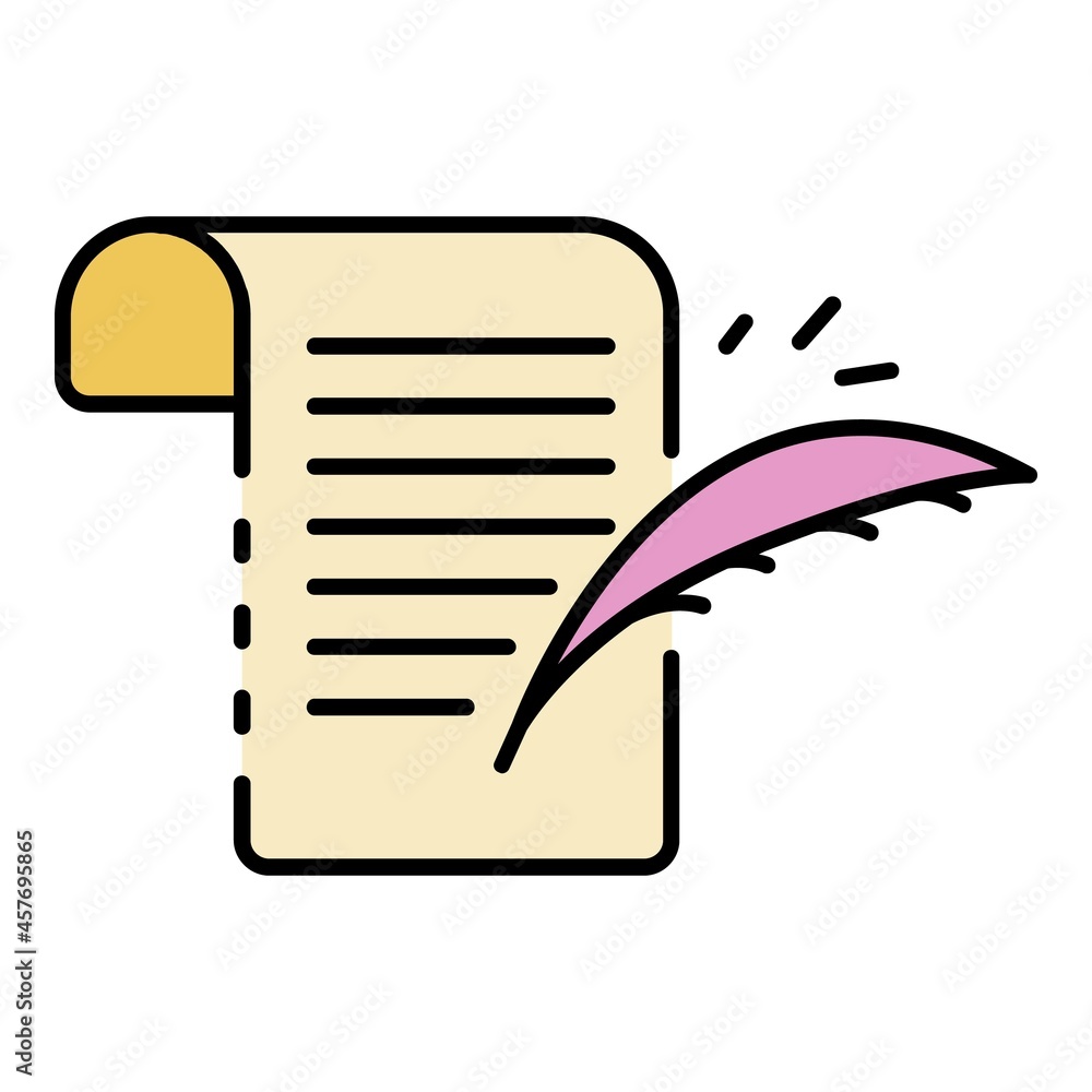 Poster writing papyrus icon. outline writing papyrus vector icon color flat isolated