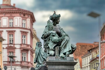 Fototapeta na wymiar Detail Of Graz Main Square Fountain