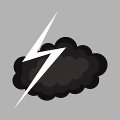 black cloud and lightning symbol. vector illustration for logo, icon or sticker