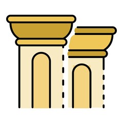 Greek column icon. Outline greek column vector icon color flat isolated