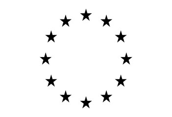 EU logo. European flag icon. Black European stars isolated on a white background. Euro, community, economy icons. Vector