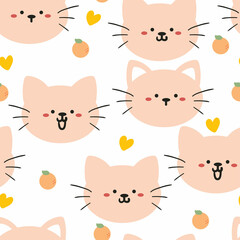 Seamless pattern with cute cartoon cats for fabric print, textile, gift wrapping paper. colorful vector for textile, flat style