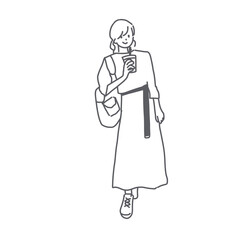 Fashion illustration_young woman_long skirt