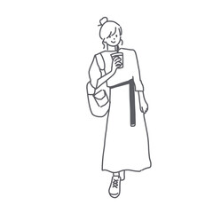 Fashion illustration_young woman_long skirt