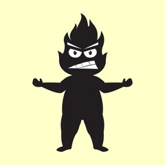 black fire devil cute cartoon. vector illustration for logo, icon, mascot or sticker