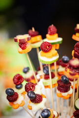Pinchos, fruit and vegetable skewers for the party
