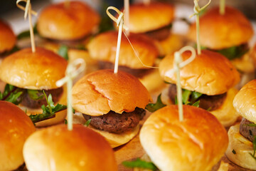 Pinchos, cheese hamburgers on skewers
