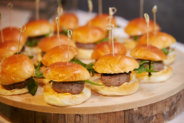 Pinchos, cheese hamburgers on skewers