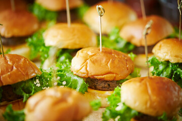 Pinchos, cheese hamburgers on skewers
