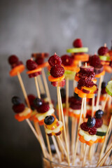 Pinchos, fruit and vegetable skewers for the party