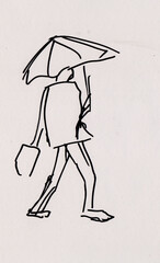 instant sketch, man walking along street