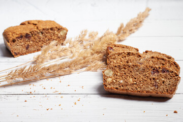 Gluten free homemade bread on a light wooden background