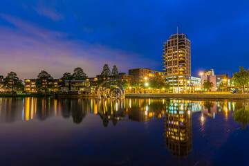 Zoetermeer downtown district city skyline during dusk