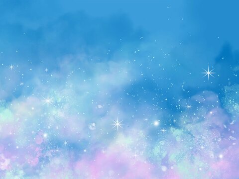 Blue Pastel Green Galaxy Light Sky Background