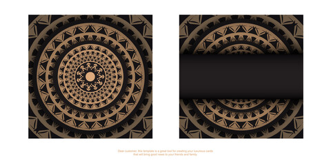 Greeting Brochure in black with brown Indian pattern