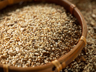 sesame seeds in a colander