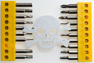 set of screwdrivers with skull and crossbones