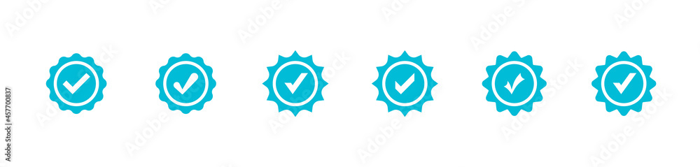 Poster profile verification check marks icons. profile verification icons. set of blue check mark badge ico