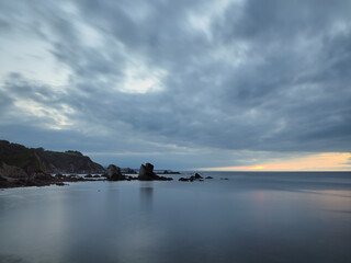 Sunset on the beach of silence, Asturias, Spain