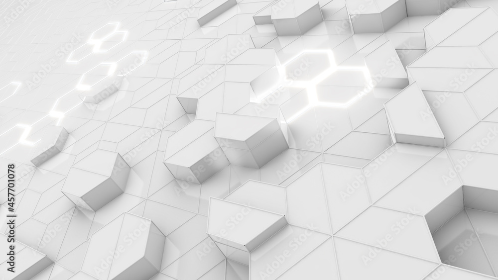 Poster hexagon pattern on white background.,hexagonal molecule structure on white,science and technology co