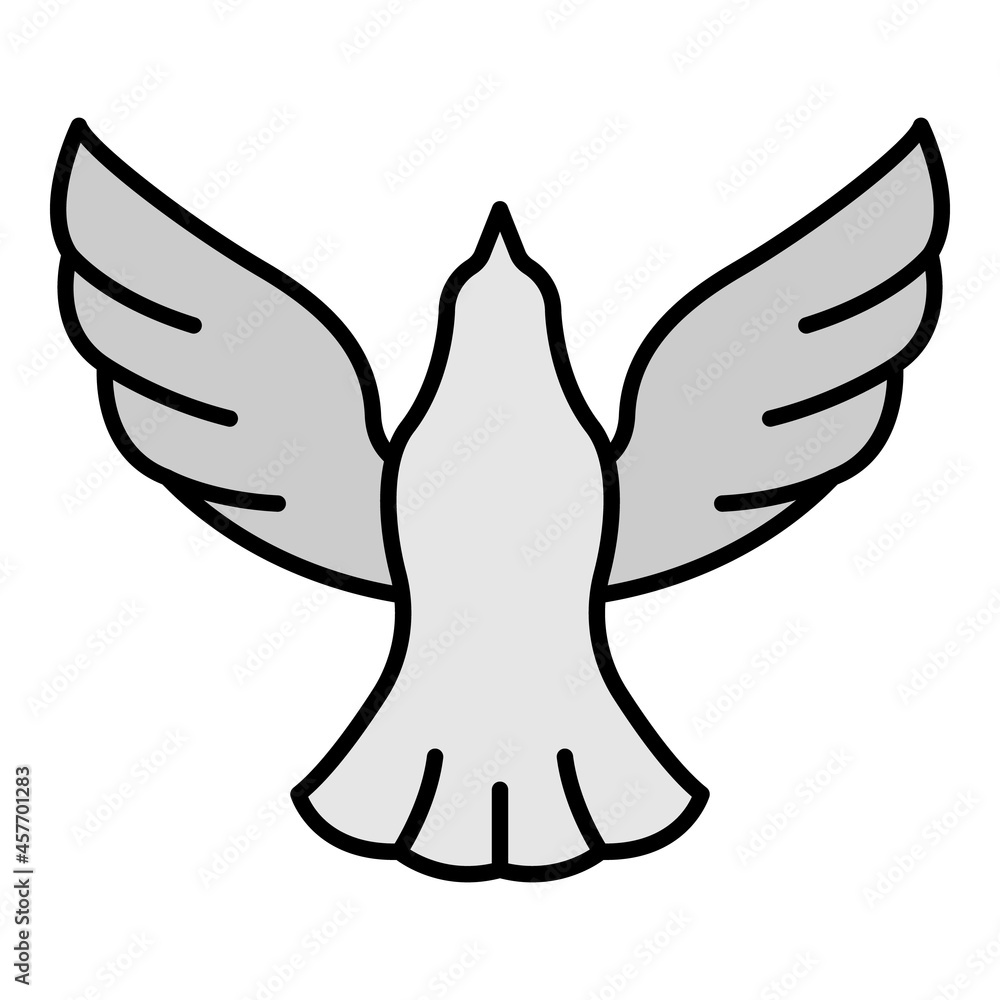 Sticker Dove icon. Outline dove vector icon color flat isolated