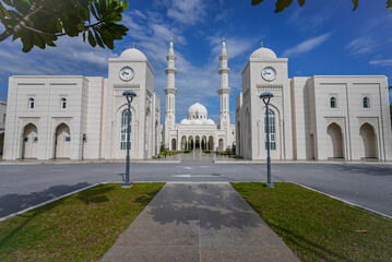 Negeri Sembilan, Malaysia - 18th September 2021 :  Beautiful Islamic architecture of Masjid Sri Sendayan the new and the biggest mosque in Seremban todate