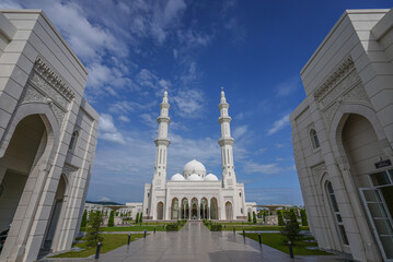 Negeri Sembilan, Malaysia - 18th September 2021 :  Beautiful Islamic architecture of Masjid Sri Sendayan the new and the biggest mosque in Seremban todate
