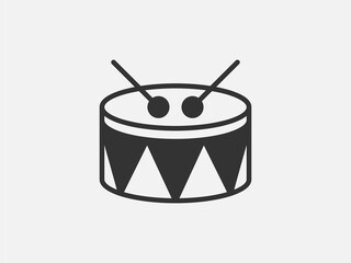 Drum toy icon on white background. Line style vector illustration.