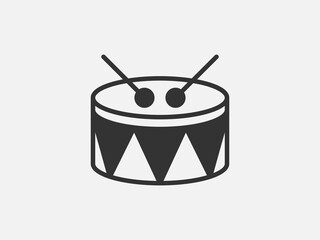 Drum toy icon on white background. Line style vector illustration.