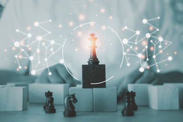 Target locked of black chess for competition and strategy. Strategic plan for business development.