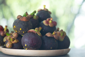 Close up of fresh mangosteen fruit. Queen of fruits is a fruit that is very useful.