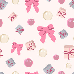 Christmas gifts seampess pattern. Christmas background for wallpapers, textiles, papers, fabrics, web pages.