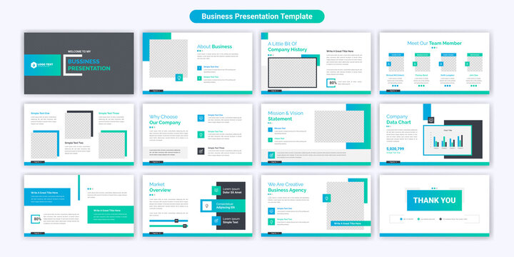 Creative business powerpoint presentation slides template design. Use for modern keynote presentation background, brochure design, website slider, landing page, annual report, company profile