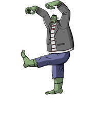 Vector illustration of lazy Frankenstein .good for Halloween event.