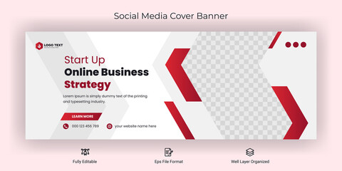 Creative corporate business marketing social media Facebook cover banner post template	
