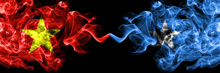 Vietnam, Vietnamese vs Somalia, Somali smoke flags side by side.