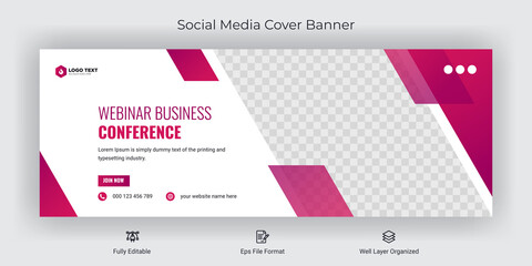 Online marketing webinar facebook cover banner template social media post	