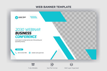 Webinar business conference web banner and youtube thumbnail template
