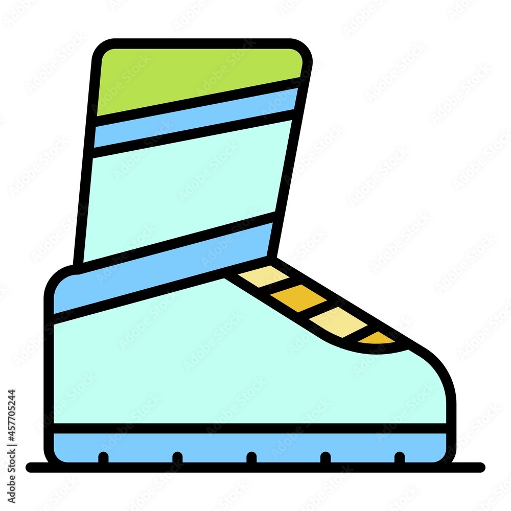 Poster ski boot icon. outline ski boot vector icon color flat isolated