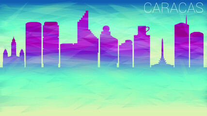 Caracas Venezuela Skyline City Vector Silhouette. Broken Glass Abstract Geometric Dynamic Textured. Banner Background. Colorful Shape Composition.
