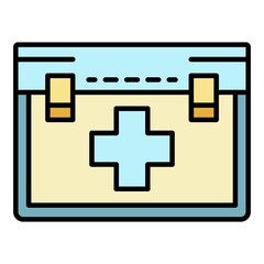 First aid kit icon. Outline first aid kit vector icon color flat isolated