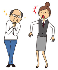 お願いする上司と驚く女性社員