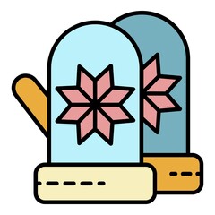 Winter gloves icon. Outline winter gloves vector icon color flat isolated