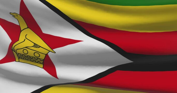 Zimbabwean national flag footage. Zimbabwe waving country flag on wind